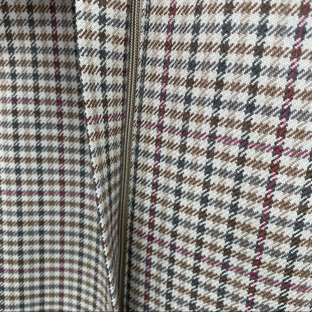 Talbots Vintage Houndstooth Wool Zipper Blazer Jacket Green Tan Women's 12P - Picture 11 of 13
